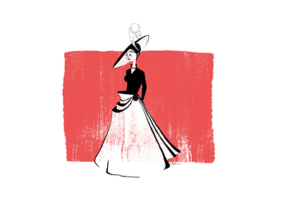 Fashionable lady big hat fashion hat illustration lady vintage