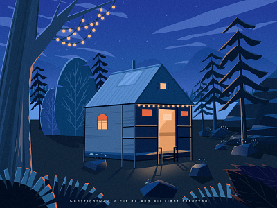 A cabin in the woods design illustration travel ui