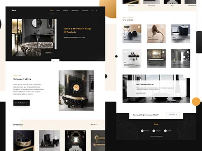 A Complete Bathroom and Lighting Solutions - Pera in Dark theme bathroom set dark ui design ecommerce ecommerce design ui uidaily uidesign userexperiencedesign userinterface ux uxdesign uxui web web design