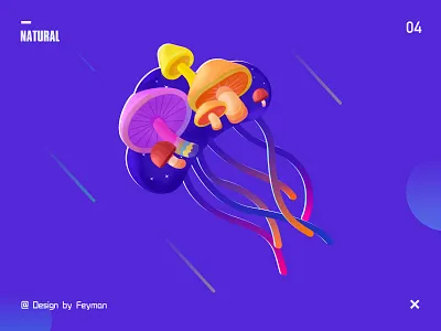 Natural wrold blue design illustration logo mushroom scaleph sea web