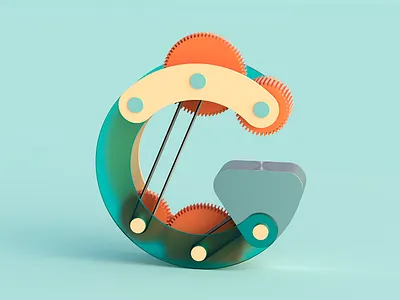 G for Gears 36daysoftype 3d abstract alphabet art artwork colour digital art dribble illustration letter lettering letters material render simple type typography vector vector art