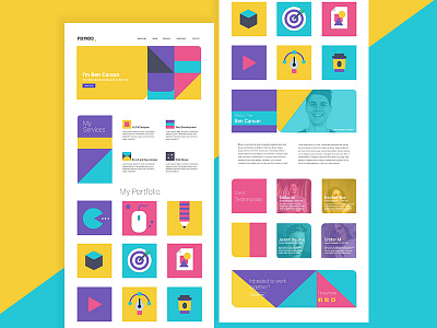 Designer Portfolio Template dribble geometric art geometric design illustration pop art portfolio shot ui ux ux design uxdesign uxui website design