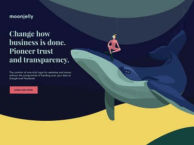 Moonjelly keyvisual art direction brand brand design branding design diver graphic design illustration logo moonjelly ocean oceanic startup branding startup marketing transparency typography wale waves web website