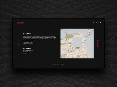 Subculture - Contact Us branding contact us creative direction dark dark theme design interface media minimal ui ux web webdesign