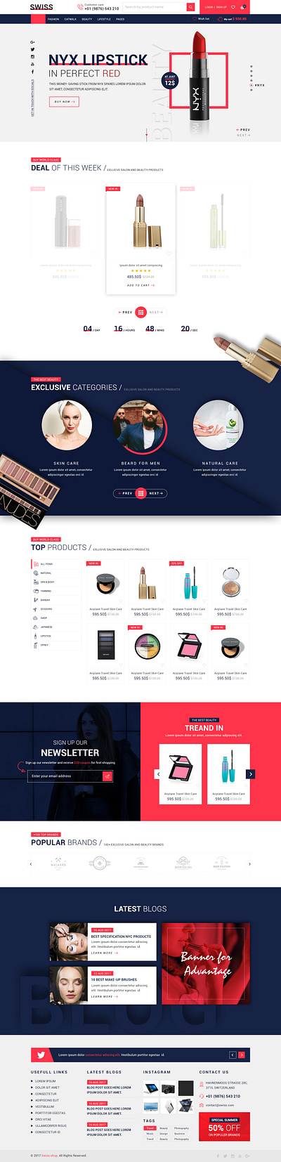Swiss - Cosmetic Store Ecommerce branding creative design flat illustration minimal typography ui uiux ux