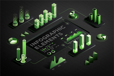 Isometric infographic for your business presentations. Beautiful analytics chart arrow art business chart data design diagram green illustration infographic information information design isometric photoshop pie chart template typography vector visualization