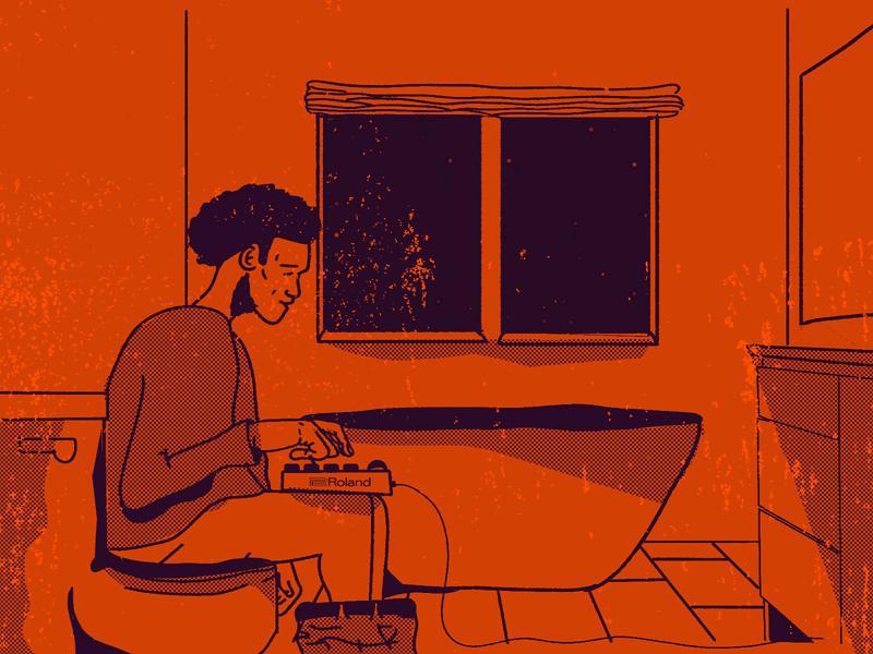 funkybeat animated gif animatic design feedbackplease hip hop illustration ipad pro ipadpro orange roland