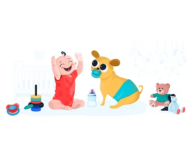 Babies adobe baby baby clothes character cute design happy illustration illustrator pug toys