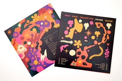 New Cool Collective - Dansé Dansé - Inner sleeve and back botanical design graphic design illustration packaging packaging design palm palm trees plants print record records recordsleeve stars vector vinyl