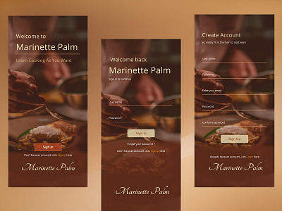 Sign up for cooking apps app branding design ui ux