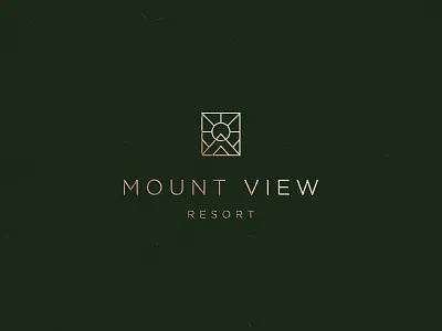 Mountview resort branding clever elegant flat geometry icon landscape logo luxury mark minimal mountain resort sun