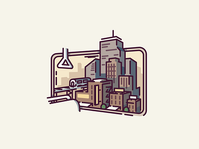 Metro Vibes bus city city illustration cityscape icon illustration linework logo metro metropolis new york skyline train window