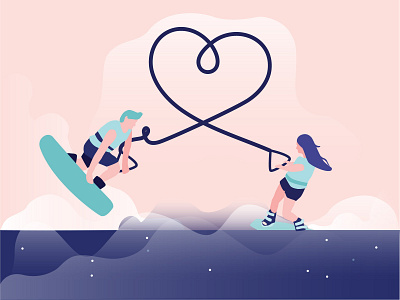 Wakeboard inlove cosmos design digital heart illustration illustrator love partner sports vector wakeboard