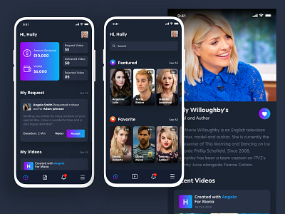 famed app actors app app design application booking celebrities design ios modern sharing shoutout ui video