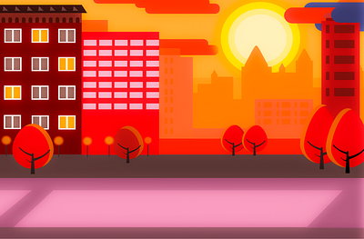 Senja In City design flat illustration vector