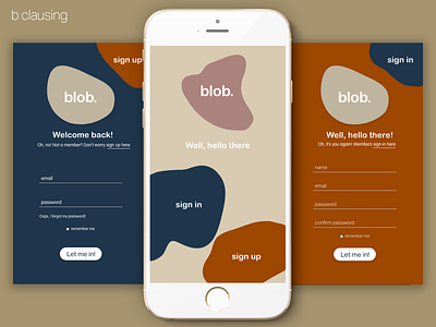 blob. app app design art direction daily ui dailyui dailyui 001 dailyuichallenge illustration landing page sign in sign up signin signup ui ux ux ui uxui vector