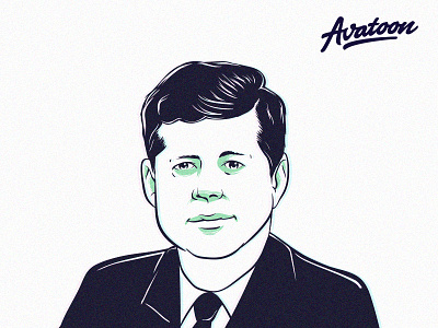 John F. Kennedy Illustration | avatoon.net avatar avatars avatoon caricature cartoon custom design face illustration illustrator ink kennedy man mascot photo profile vector