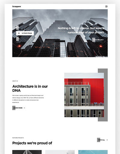 Scrappers Architecture Landing page architecture design minimal typography ui ux vector web website