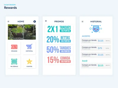 UI Rewards android app design app app design application aquarium icons illustration promo rewards store store app ui ux vector web
