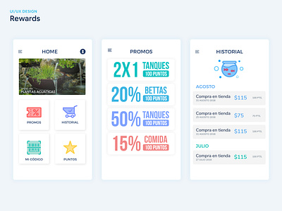 UI Rewards android app design app app design application aquarium icons illustration promo rewards store store app ui ux vector web