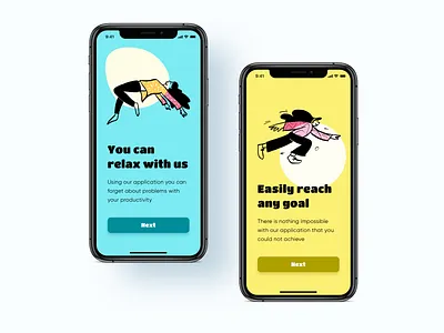 Productivity app onboarding colorful illustration ios app mobile app mobile design onboarding screen ui