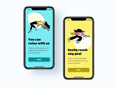 Productivity app onboarding colorful illustration ios app mobile app mobile design onboarding screen ui