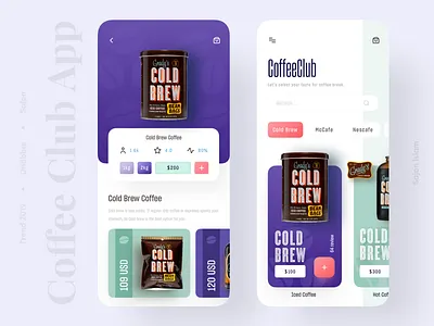 Coffee Club App 2019 trend app design application clean ui coffee coldbrew colourful design minimal popular productdesigner trend trending trendy ui uidesign uidesigner uiux ux uxdesigner