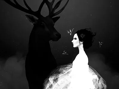 The Wild Rose body figurative fine art illustration mixed media mystic occult strength woman