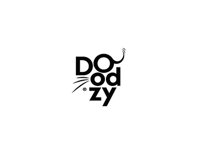 Doodzy black cat dog elegant logo pets petshop simple stylish tail typography vector whiskers