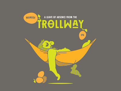 Trolls need vacations too craft beer fantasy green halftone hammock illustration killed mango orange troll vacation vector wip