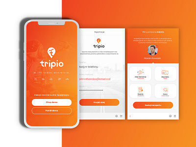 Travelling app adobexd agency app app design application clean design marcinprojekt.com mobile orange travel travel agency travel app travelling tripio webdesign