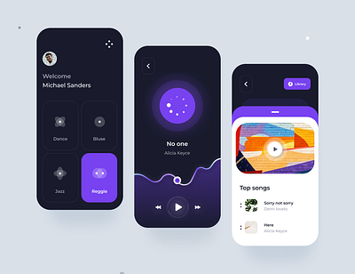 Music Player app blue concept design mobile ui ux