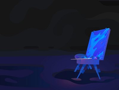 plein air at night adobe illustrator blue illustration night plein air vector wavy