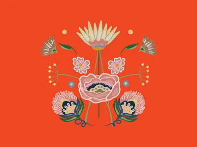 Flowers for fun design flower folk art illustration merch pattern polish red