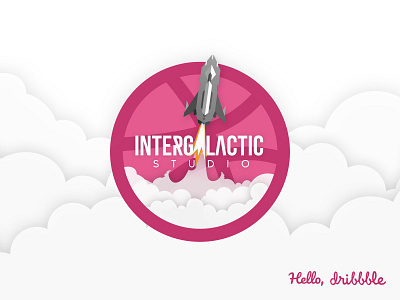 Hello Dribbble design hellodribbble illustration intergalactic logo minimal starship typography vector