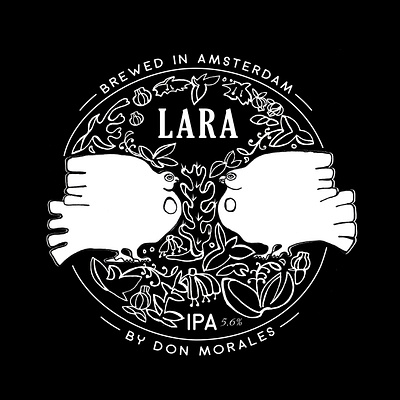 Craft Beer Lara IPA bottle label design amsterdam beer beer art beer label birds blackandwhite bottle label brewing craftbeer ipa beer ipad ornamental packaging