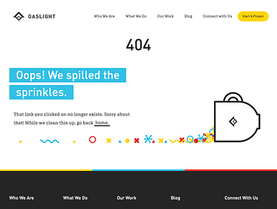 Gaslight 404 Page 404 coffee sprinkles website