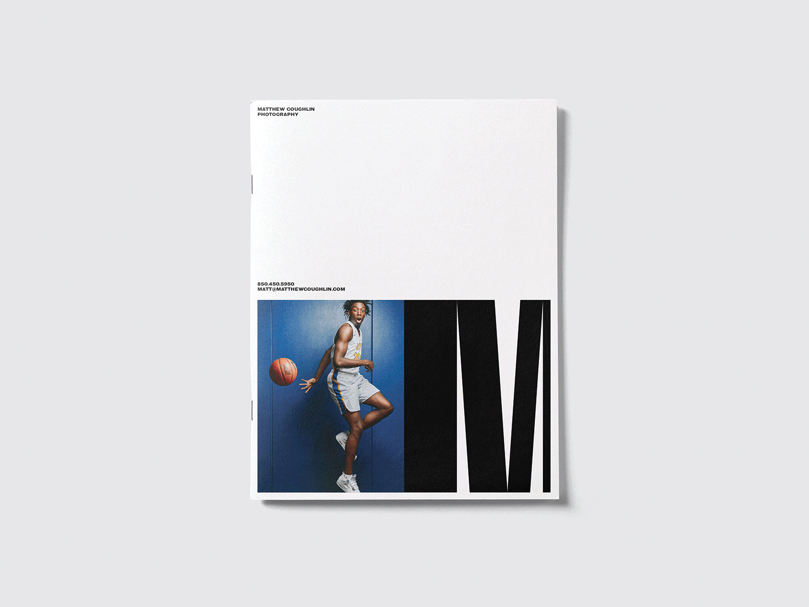 Matthew Coughlin Promotional Mailer book brand brand identity brochure flexible layout light logo monogram photography promotional design simple visual identity system