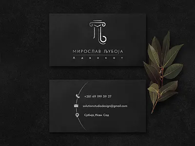 M LJ - initials logo - cyrillic - lawyer attorney black business cards businesscard ceremony cyrillic design greek initial initials logo justice laurel law lawyer pillar print printdesign silver vector