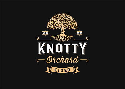 Knotty Orchard Cider alcohol apple bar cider food hard cider illustration logo orchard retro tree vintage