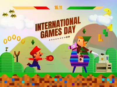 November 19th : Games day design fight game gamer illustration mario zelda