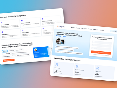 Financial consulting and talent acquisition company web design details finance landing ui visual design web
