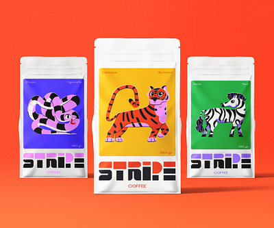 Stripe Coffee Design animal branding character design coffee illustration product design