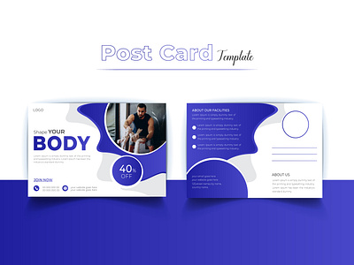 Gym & Fitness Post Card Design Template body branding business design fitness fitness postcard gym gym postcard gymnasium identity marketing post card post card design post card template postcard print promotion stationery template trainer