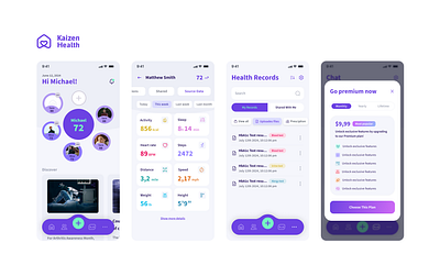 Kaizen Health app (light mode) app design designer experience health kaizen user ux