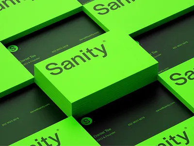 Sanity Creative Direction agency art direction branding brutalism colour creative direction design green logo marketing mock up scale typography