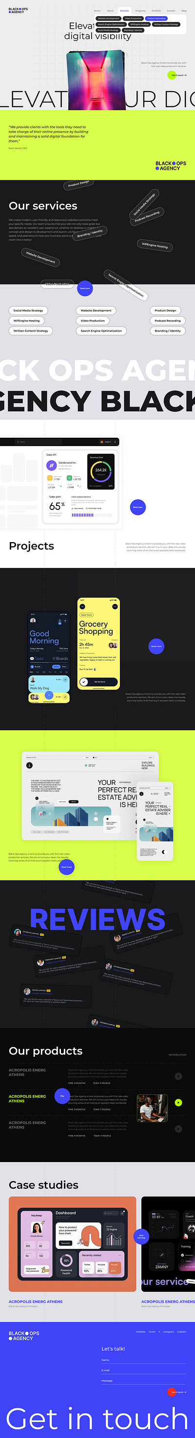 Black Ops Agency landing experience landing page ui user ux