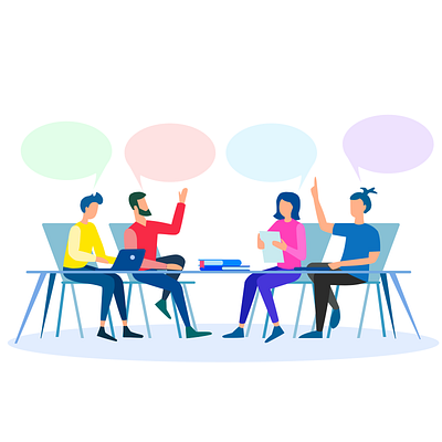 Group Meetings & Discussion busy discussion gathering illustration meeting minimal vector art vector illustration xd xd design