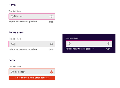 Deepsea Text fields error form input text field ux