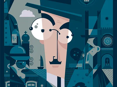 Pessoa to the power of his multiple heteronyms adobe illustrator illustration poster vector vector art